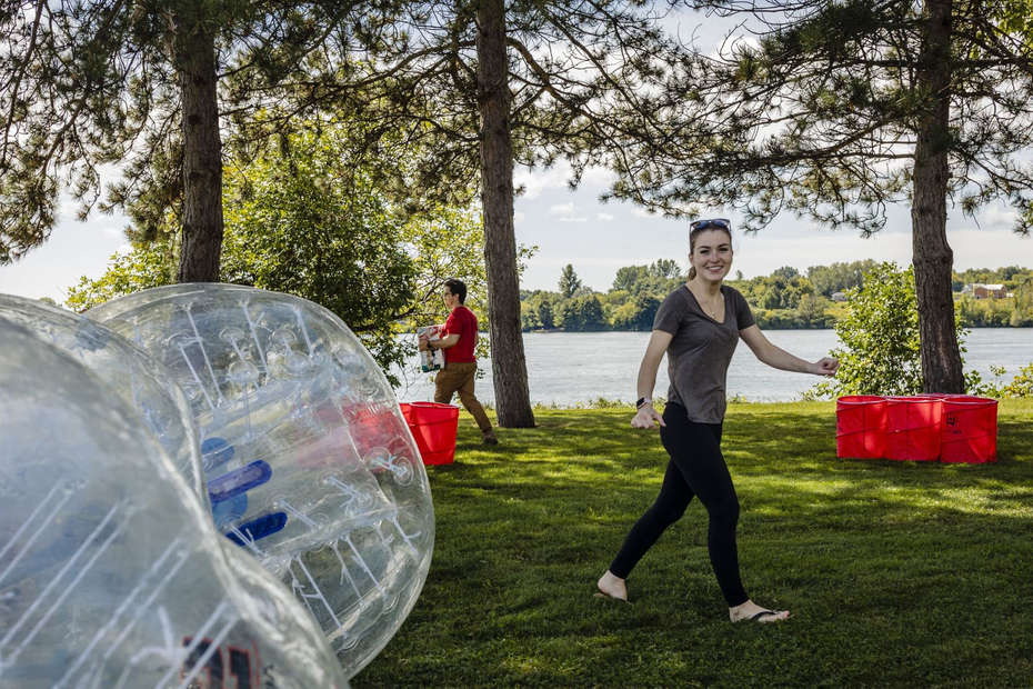 a girl playing games outdoors